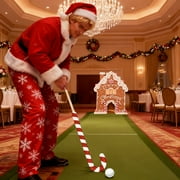Gingerbread Golf Game Set,Christmas Mini-Golf Course,Portable Golf Toy with Candy Cane Club & Balls,Funny Christmas Party Game for Kids & Adults(1 Set）
