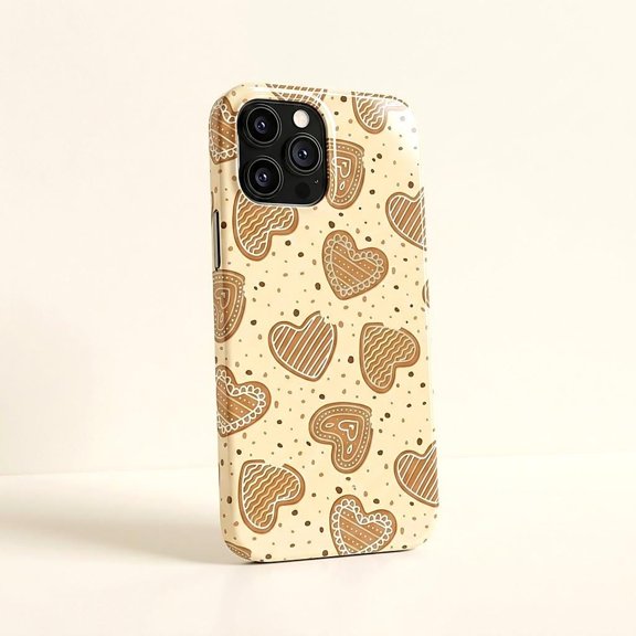 Gingerbread Heart Cookie Pattern Tough iPhone Case – Dual-Layer Protective Cover