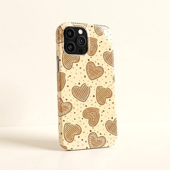 Gingerbread Heart Cookie Pattern Tough iPhone Case – Dual-Layer Protective Cover