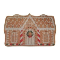 Gingerbread House Bathroom Mat Christmas Area Rug Non Slip Cute Gingerbread Bathroom Decoration Plush Microfiber Doormat Christmas Decor,18 x 28 inch