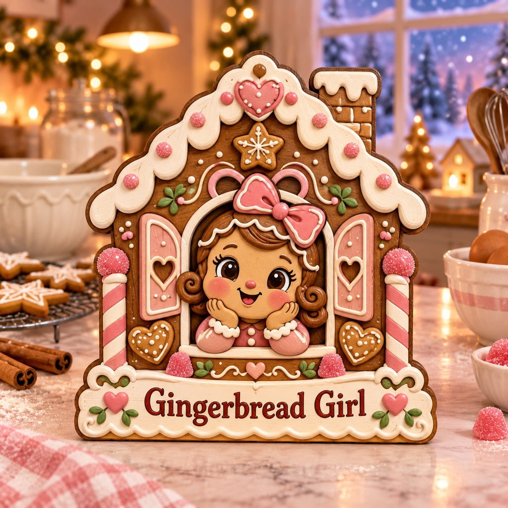 Gingerbread House Character Wooden Block 3 Layer Christmas Decor ...