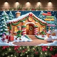 thumbnail image 1 of Gingerbread House Christmas Banner Elf Characters Xmas Backdrop Snowman Figure Gift Boxes Winter Background for Christmas Party Holiday Decoration Xmas Celebration, 1 of 9