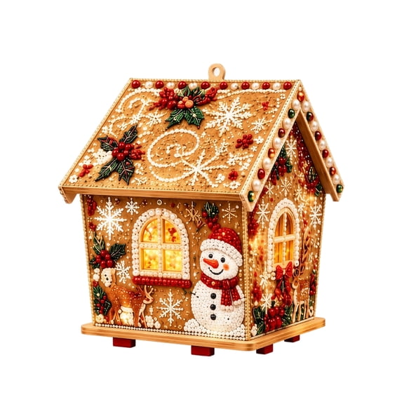 Gingerbread House Christmas Decoration, Diy 3D Diamond Painting Miniature House Kit, Hanging Christmas Ornament for Holiday Home Decor