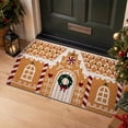 thumbnail image 1 of Gingerbread House Christmas Doormat, Crystal Velvet Holiday Themed Entryway Rug, Indoor Outdoor Festive Xmas Floor Mat, Dirt Trapping Decorative Carpet for Front Door Porch Hallway(C 47.24in), 1 of 7