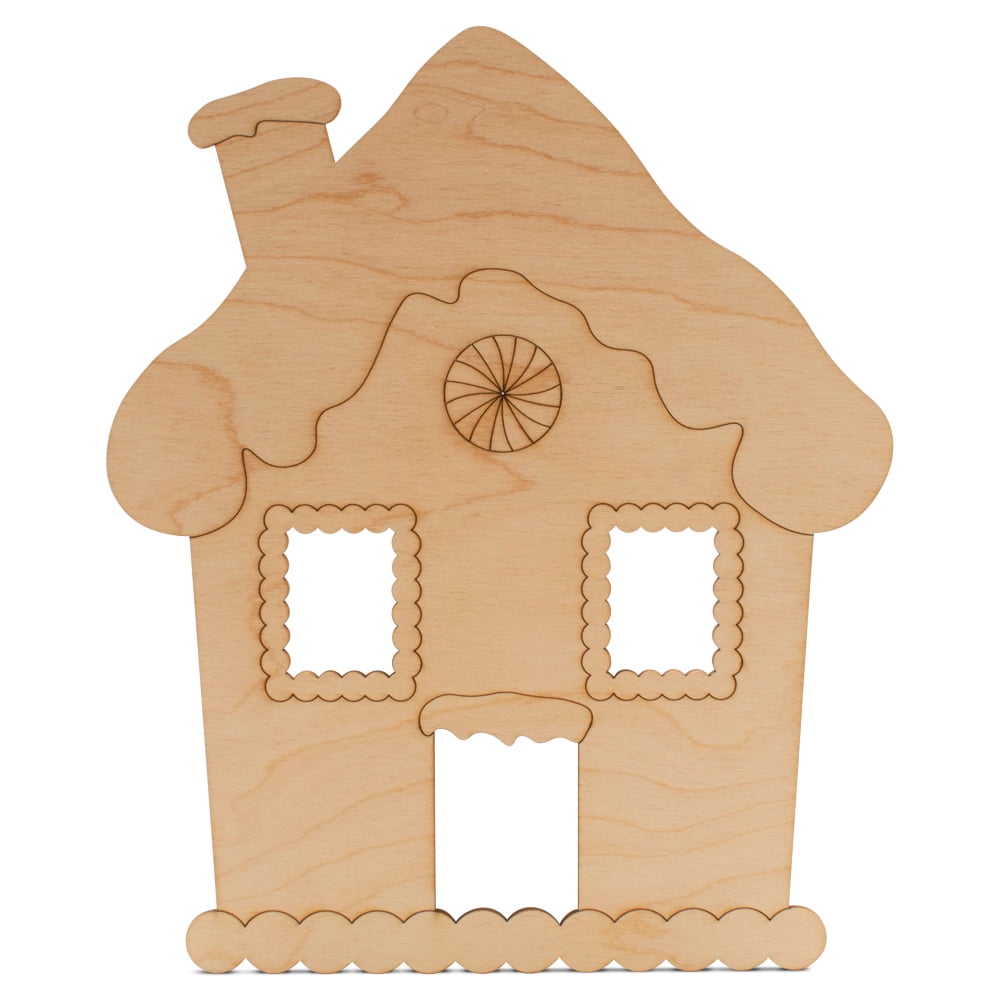 Gingerbread House Christmas Ornament 6 inch, Pack of 25 Small Cutouts, Wood Christmas Tree Ornaments for Crafts, by Woodpeckers