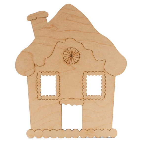 Gingerbread House Christmas Ornament 6 inch, Pack of 5 Small Cutouts, Wood Christmas Tree Ornaments for Crafts, by Woodpeckers