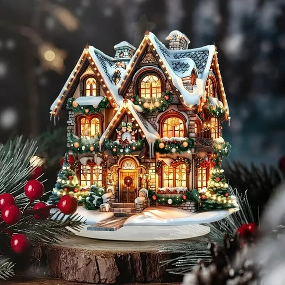 Gingerbread House Christmas Suitable for Home and Office Desktop Decoration with Base Pendant 2D Plan