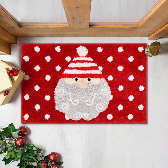 Gingerbread House Christmas Welcome Mat 40x60cm Front Door Rug Durable Natural Fiber Scrapes Dirt Absorbs Moisture Funny Festive Entryway Indoor Outdoor Holiday Decoration