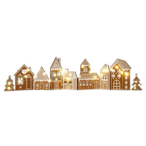 Gingerbread House Decoration Set Christmas Holiday Village Tabletop Ornament Festive Party Scene Layout for Home Mantel Desktop Collectible