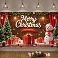 thumbnail image 1 of Gingerbread House Design Christmas Banner Festive Lights New Year Banner Colorful Ornaments Snowman Decor Holiday Banner for Christmas Party New Year Celebration Home Decoration, 1 of 9