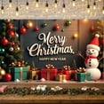thumbnail image 1 of Gingerbread House Design Christmas Banner Festive Lights New Year Banner Colorful Ornaments Snowman Decor Holiday Banner for Christmas Party New Year Celebration Home Decoration, 1 of 9