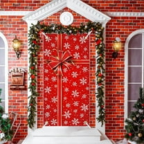 Gingerbread House Door Decor 35.4x70.8 Inches Christmas Door Cover Wall Hanging Polyester Fabric Holiday Decoration for Party Festival Background Display