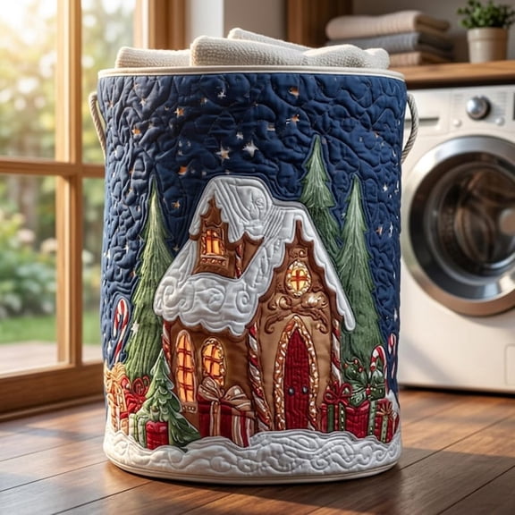 Gingerbread House Laundry Basket for Mom, Xmas Hamper, Housewarming Gift Ideas, Mother's Day Gift, Grandma Birthday Gift, Cookie Gift