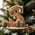 thumbnail image 1 of Gingerbread House Letter Christmas Ornament 3.15in Personalized Acrylic Xmas Tree Hanging Pendant DIY Custom 26 Alphabet Keepsake for Home Holiday Decor Gifts for Family Friends, 1 of 7