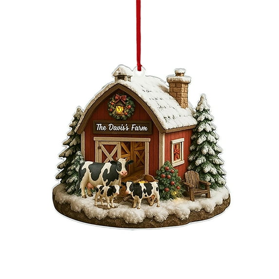 Gingerbread House Ornaments for Christmas Tree,Christmas Tree Hanging Decoration,Christmas Decorations Indoor Farmhouse,Chicken Farm Ornaments,Wooden Chicken Coop Christmas Ornament
