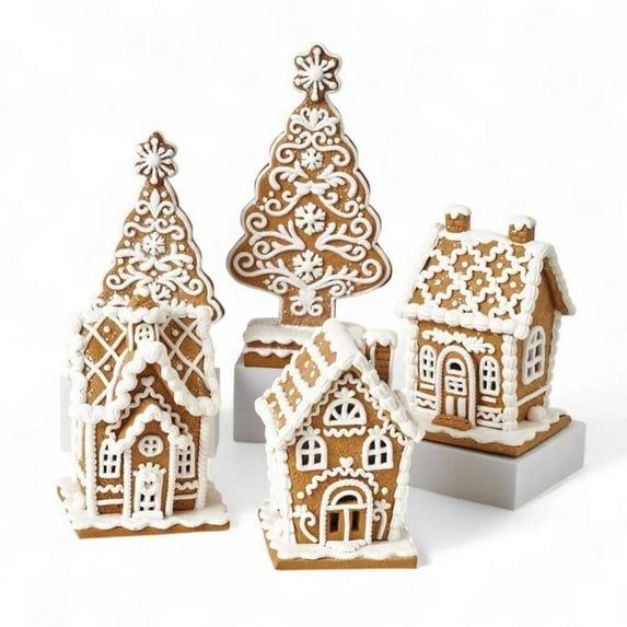 Gingerbread House and Trees (Set of 5)