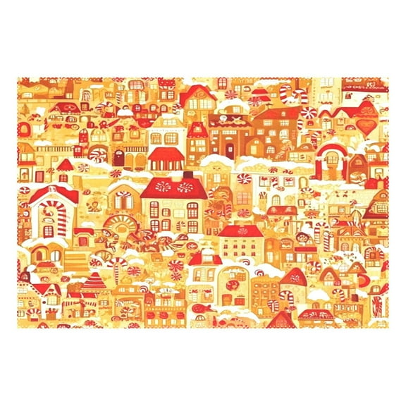 Gingerbread Houses Pattern 12x18in Heat-Resistant Non-Slip Place Mat, Durable and Wrinkle-Resistant