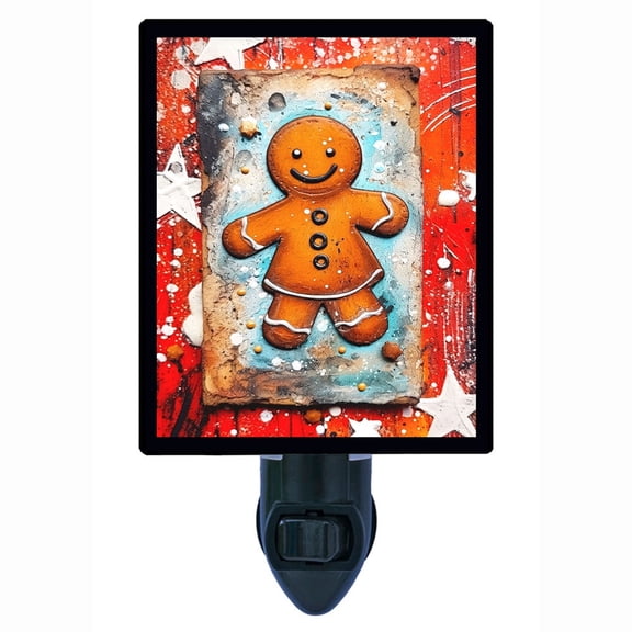 Gingerbread Joy Night Light Festive Cookie Art, Christmas Baking Theme, Warm Holiday Dcor, Free Switchable Insert