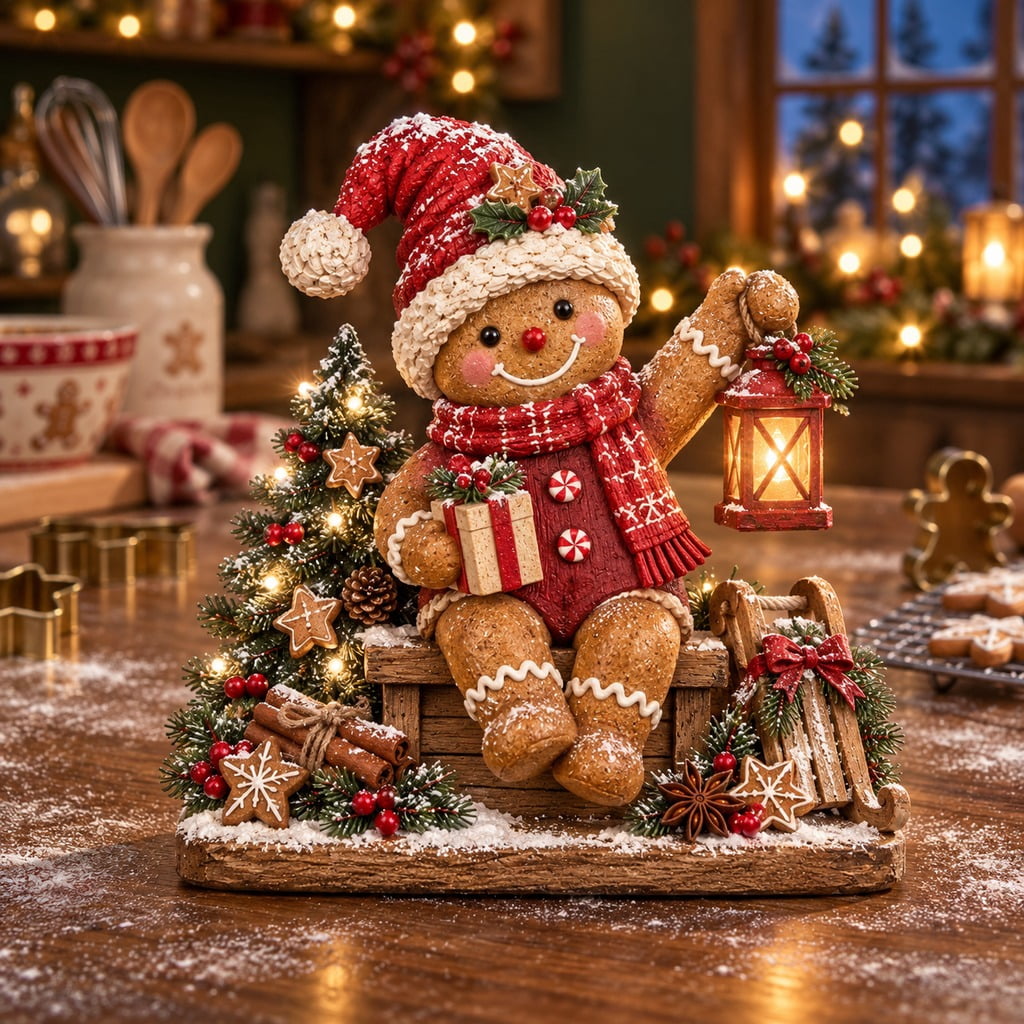 Gingerbread Lantern Wooden Block 3 Layer Christmas Decor - Walmart.com