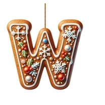 Gingerbread Letter W Ornament Hanging Christmas Decoration Festive Cookie Shaped Holiday Décor for Home Tree Office Party