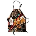 thumbnail image 1 of Gingerbread Man Apron Delicious Homemade Cookies Dried Fruits and Bakery Tools Festive Rustic, Unisex Kitchen Bib Apron with Adjustable Neck for Cooking Baking Gardening, Multicolor, by Ambesonne, 1 of 3