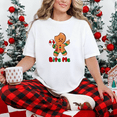 thumbnail image 1 of Gingerbread Man Bite Me Funny Holiday Baking Humor Cheer Art Unisex T-Shirt, up to size 5XL, 1 of 2