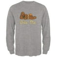 thumbnail image 1 of Gingerbread Man Bite Me Heather Grey Adult Long Sleeve T-Shirt - X-Large, 1 of 1