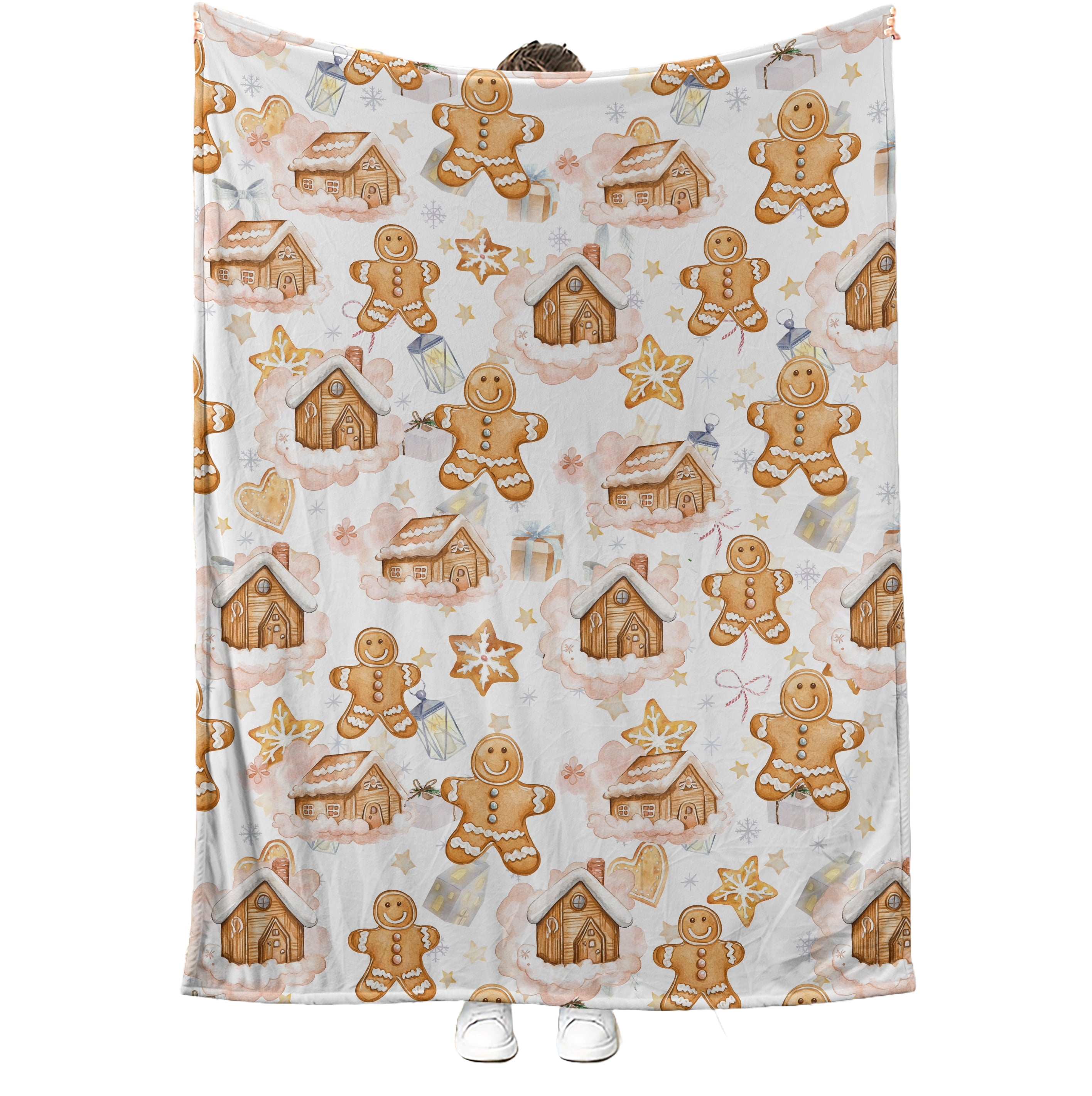 Gingerbread Man Blanket – Cozy Christmas Throw with Gingerbread Houses ...