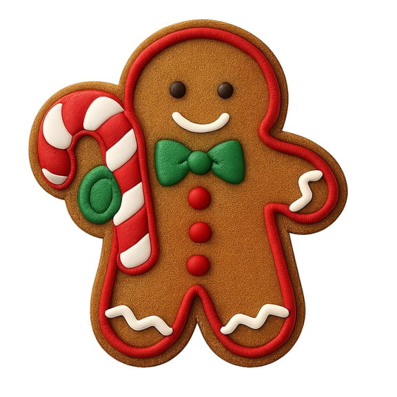 Gingerbread Man Candy Cane Cookie Cutter - 4x3.3" Premium Baking Fun