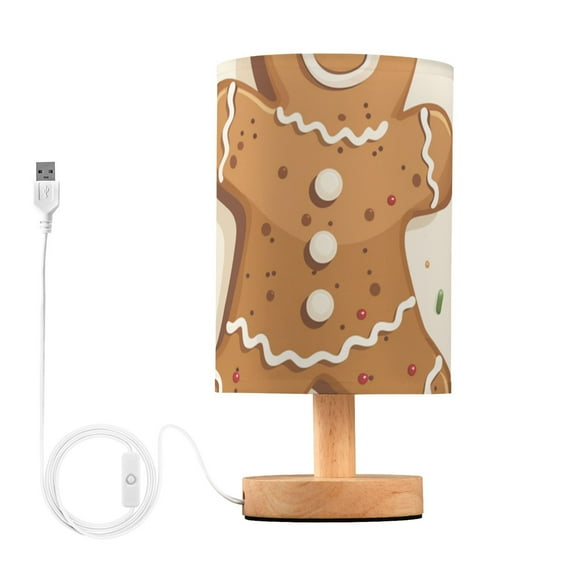 Gingerbread Man Cartoon Christmas Table Lamp with USB Port LED Warm Light Lamp Night Light Home Decor