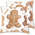thumbnail image 1 of Gingerbread Man Cartoon Christmas Throw Pillow Covers Pillowcases 20 x 20 Inch Home Decor 2 Packs for Bedroom Sofa, 1 of 6