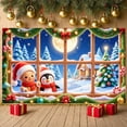 thumbnail image 1 of Gingerbread Man Christmas Banner Penguin Character Winter Backdrop Colorful Ornaments Snowy Scene Holiday Background for Christmas Party Home Decoration Xmas Celebration, 1 of 9