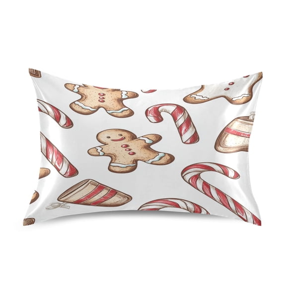 Gingerbread Man Christmas Satin Pillowcase 20''x26'' Double-Sided Print Soft Wrinkle Resistant