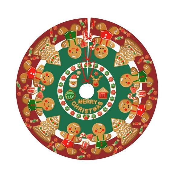 Gingerbread Man Christmas Tree Skirt 48" , Xmas Tree Skirt Home Decoration New Year Holiday Party Ornaments Tree Mat