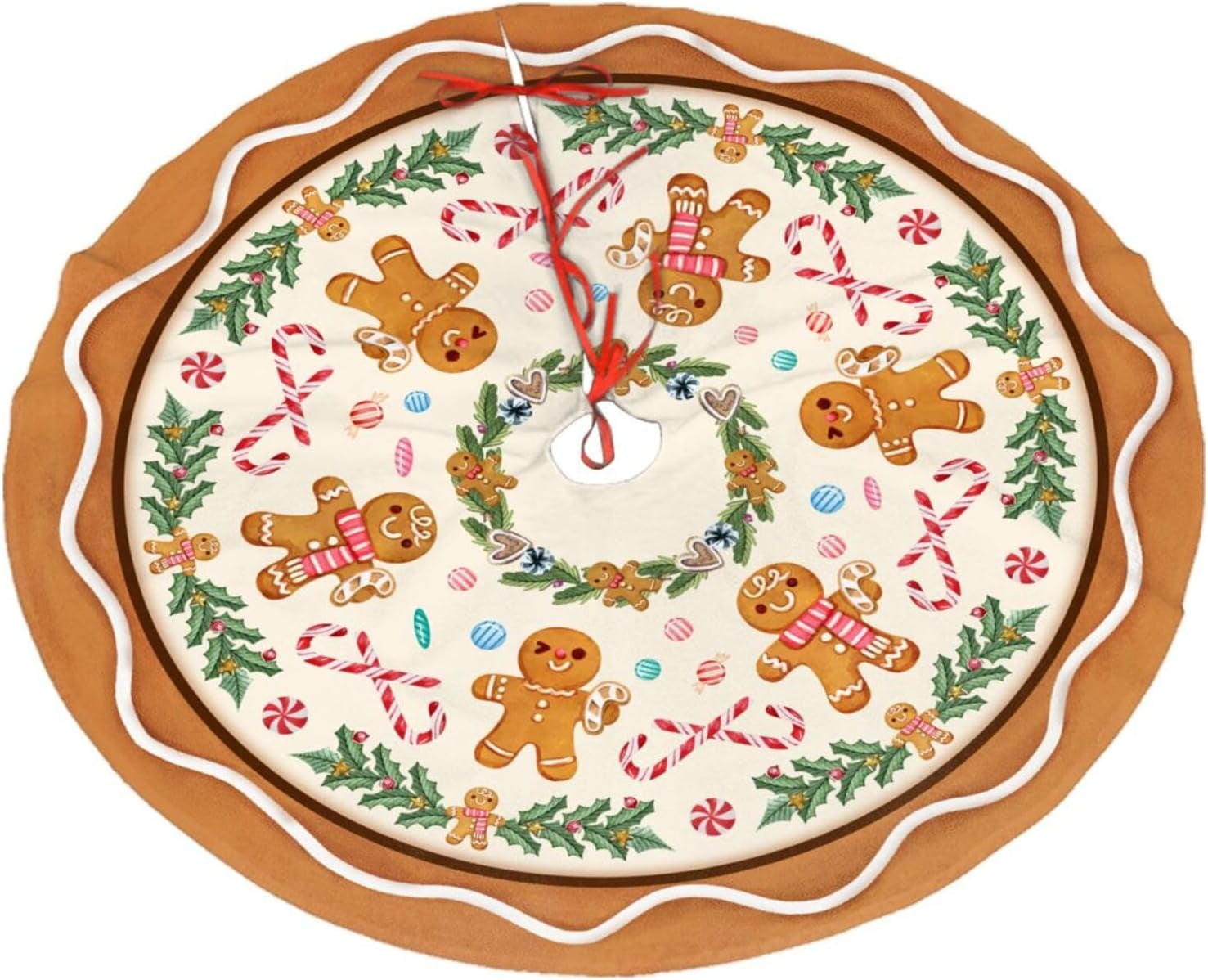 Gingerbread Man Christmas Tree Skirt Xmas Tree Mat Halloween Christmas