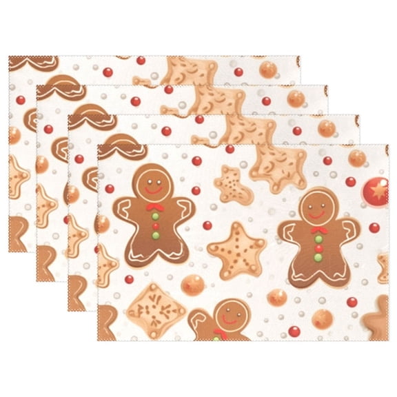 Gingerbread Man Cookies 12×18 inch Placemats Heat Resistant Washable Foldable Rectangular Placemats Set Decoration Indoor Outdoor for Kitchen Dining Table 1PC