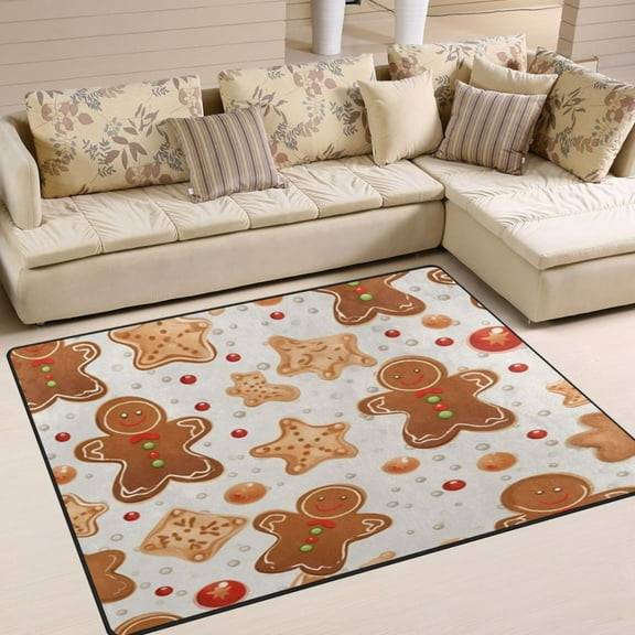 Gingerbread Man Cookies Area Rug Washable 80 x 58 Floor Carpet Mat Non Slip for Bedroom Living Room Home Decor