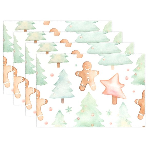 Gingerbread Man Cookies Trees 12×18 inch Placemats Heat Resistant Washable Foldable Rectangular Placemats Set Decoration Indoor Outdoor for Kitchen Dining Table 1PC