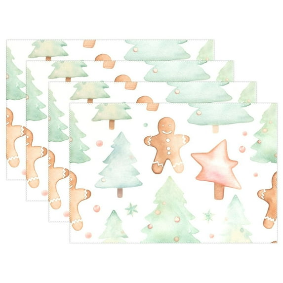 Gingerbread Man Cookies Trees 12×18 inch Placemats Heat Resistant Washable Foldable Rectangular Placemats Set Decoration Indoor Outdoor for Kitchen Dining Table 1PC