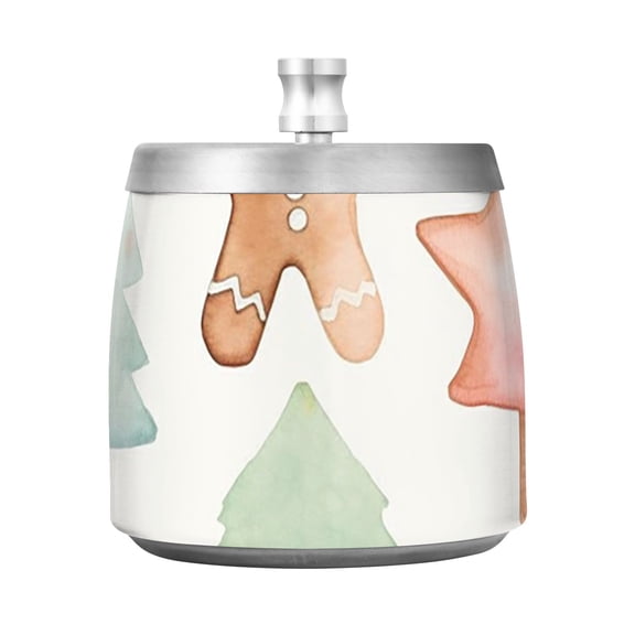 Gingerbread Man Cookies Trees Ashtray with Lid Smell Proof Cigarette Ashtray Stainless Steel Smokeless Ash Holder for Indoor Outdoor