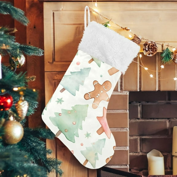 Gingerbread Man Cookies Trees Christmas Stockings Xmas Stocking for Family Holiday Season Party Decorations