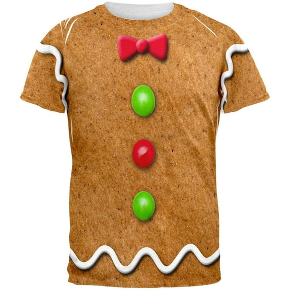 Gingerbread Man Costume All Over Adult T-Shirt - X-Large