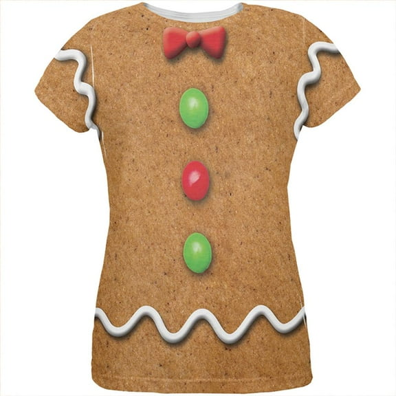 Gingerbread Man Costume All Over Womens T Shirt Multi LG