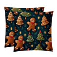 thumbnail image 1 of Gingerbread Man Covers Pillows Set of 2 with Unique Patterns, Throw Pillow Inserts for Bed or Couch, Available in 16x16, 18x18, 20x20 Inches for Any Occasion, 1 of 6