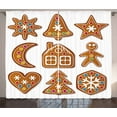 thumbnail image 1 of Ambesonne Gingerbread Man Curtains 2 Panel Set, Sugar Biscuits, 108" x 96", Brown Multicolor, 1 of 3