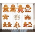 thumbnail image 1 of Ambesonne Gingerbread Man Curtains 2 Panel Set, House Tree, 108" x 84", Pale Brown White, 1 of 3