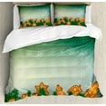 thumbnail image 1 of Gingerbread Man Duvet Cover Set, Christmas Background with Xmas Cookies Snowflakes and Fir Branches, Decorative 3 Piece Bedding Set with 2 Pillow Shams, King Size, Green Pale Brown, by Ambesonne, 1 of 3