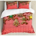 thumbnail image 1 of Gingerbread Man Duvet Cover Set Queen Size, Christmas Cookies and Baubles with Bowties Symbolic Pastry Kids Design, Decorative 3 Piece Bedding Set with 2 Pillow Shams, Multicolor, by Ambesonne, 1 of 3
