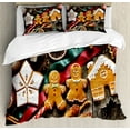 thumbnail image 1 of Gingerbread Man Duvet Cover Set Queen Size, Delicious Homemade Cookies Dried Fruits and Bakery Tools Festive Rustic, Decorative 3 Piece Bedding Set with 2 Pillow Shams, Multicolor, by Ambesonne, 1 of 3