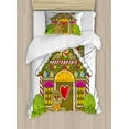 thumbnail image 1 of Gingerbread Man Duvet Cover Set Twin Size, Cute Gingerbread House with Colorful Candies Cookie Man Graphic Figure, Decorative 2 Piece Bedding Set with 1 Pillow Sham, Multicolor, by Ambesonne, 1 of 3